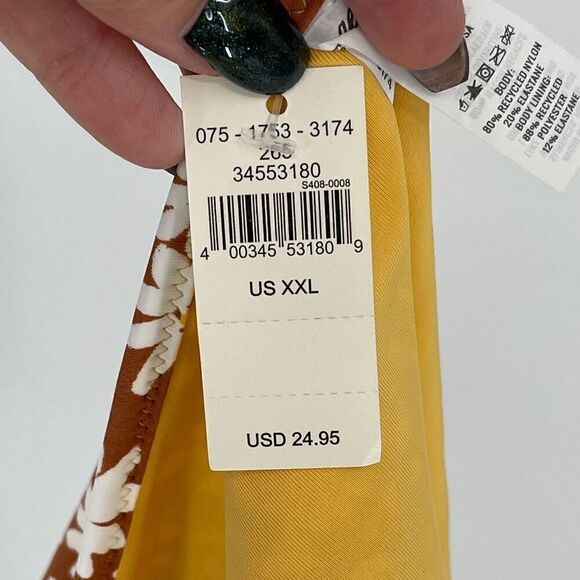 Aerie Ruffle Sides Floral Bikini Bottom Women XXL Brown New With Tag - Picture 5 of 6